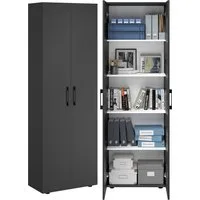 Bellamio Mehrzweckschrank Apol (Schwarz) Aktenschrank mit 2 Türen & 5 Fächern, robust & kratzfest