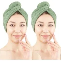 HAMMETEX Turban-Handtuch 2er Set Haarturban Damen, 100% Baumwolle, Flauschig & Schnelltrocknend, Frottier (Set, 2-St), Uni-Farben, weich