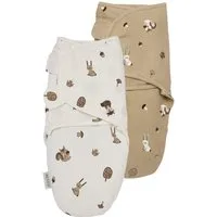 Meyco Baby Pucksack Forest Animals Sand (2 tlg), 0-3 maanden - 2-Pack