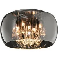 TRIO Leuchten LED Deckenleuchte Glasschirm innen mit Kristall Ø 40cm, LED wechselbar, Warmweiß, extravagante ausgefallene Designer Lampe, inkl. LED Leuchtmitteln