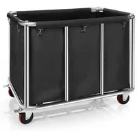 QUBEBU Wäschekorb Groß Edelstahl Wäschewagen mit Rollen für Wäschekammer, 400L Bis 200kg (Kommerziell Wäschewagen mit abnehmbaren Stofftaschen 10 Metallhaken, 1 St., für Waschküche, Schlafzimmer, Badezimmer, Hotel, Krankenhaus)