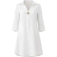 WENOR Tunikakleid Damen Musselin Bluse Sommerkleid V-Ausschnitt