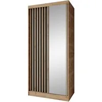 Beautysofa Kleiderschrank Donatello mit Spiegel und Lamellen (mit oder ohne praktischem Schubkasteneinsatz, Höhe: 205 cm) moderner Schiebetürenschrank