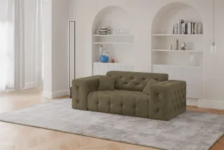Sofa Designersofa CHANTAL 2-Sitzer in Stoff Moly Grün