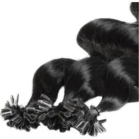 hair2heart Echthaar-Extension Premium Bondings gewellt #2/0 Schwarz 50cm