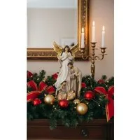 MF Krippenfigur Krippenfigur Heilige Familie mit Engel 20cm Polyresin Weihnachtsdeko (1 St)