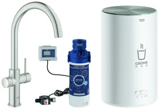 Grohe Armatur und Boiler Red Duo 30083 M-Size C-Auslauf supersteel, 30083DC1 30083DC1