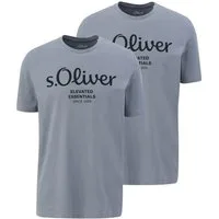 s.Oliver T-Shirt (2-tlg) mit Rundhals-Ausschnitt, kurzarm, Logo-Aufdruck im 2er Pack