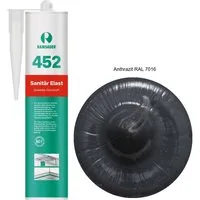 Ramsauer Dichtstoff Ramsauer 452 Sanitär Elast Silikon 310ml Kartusche Anthrazit RAL 7016, gebrauchsfertig, Gute Haftung auf glatten Oberflächen, Innen und Aussen