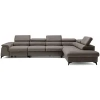 Muffo Ecksofa Plaza Maxi, Modernes Große sofa L-form mit Schlaffunktion und Verstellbare Kopfstützen Metallfüße, elegante einfache Form