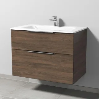 Sanipa 3way Glas-Set Glas-Waschtisch und Unterbau mit 2 Auszügen, Eiche-Arizona UM20280