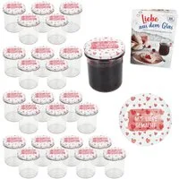 MamboCat Einmachglas 25er Set Sturzglas 350ml Einmachglas Mit Liebe gemacht Deckel, Glas