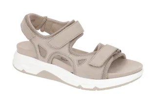 Gabor 86.889.43 Damen Sandale RollingsSoft Grau Leinen Wedge Keilabsatz Klett...