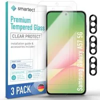smartect Displayschutzglas Schutzglas Panzerfolie Klar für Samsung Galaxy A57 5G, Set, 3 Stück, (Display + Kamera) Schutzfolie Glasschutz