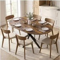 HOMCOM Esstisch Ovaler Küchentisch Esszimmertisch für 4–6 Personen mit Spinnenbein (Set, 1-St., 1 Tisch), für Küche, Esszimmer, Home-Office Rustikal-Braun