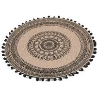 Macosa Home Platzset Boho Stil rund Platzteller Platzdeckchen Tischdeko, (4-St., 2er Set), aus Jute beige braun schwarz rund 38cm