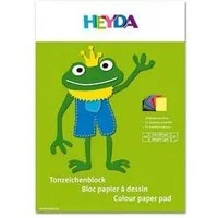 Heyda Zeichenpapier Heyda - Tonzeichenblock A4 130g, 10 Blatt verschiedenfarbig