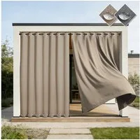 Sunicol Outdoorvorhang 100% Blickdichte Wasserdicht Vorhänge mit Ösen, Verdunklungsvorhäng (1 St), Gardinen Sonnenschutz Sichtschutz für Balkon Pergola Terrasse Veranda