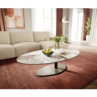 DELIFE Couchtisch Edge, Oval 140x80 cm Keramik Minas Melange Vibany Metall Effektfinish Titan