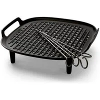 Philips Airfryer-Grillrost HD9926/00 für Airfryer (3.2-4.2L) & Dual Basket, NA221/00 (Set, 5-St), inkl. 4 Spieße, spülmaschinenfest