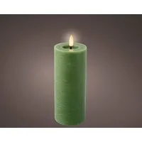 Lumineo LED-Christbaumkerzen Lumineo LED Wachskerze Grün 19 x 7 cm, batteriebetrieben, 6h-Timer, Indoor, Flacker-Effekt, 2x AAA Batterien