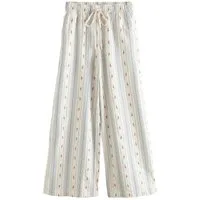 Next Palazzohose Gestreifte Hose mit weitem Bein und Blumen (1-tlg)