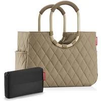 REISENTHEL® Shopper, loopshopper L plus pocketcase rhombus olive
