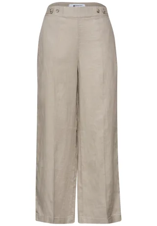 Street One - High Waist Wide Leg Hose aus Leinen timeless beige - Gr. - 30
