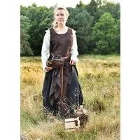 Battle Merchant Burgfräulein-Kostüm Ärmelloses Überkleid / Trägerkleid braun/schwarz "Jarle", Gr. S