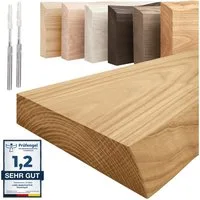 LAMO Manufaktur Wandregal Holz Baumkante Regal Farbe: Rustikal Invisible: Schweberegal 40 cm, Komplett-Set, 40mm stake Massivholzplatte