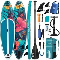 CFB SUP-Board Set 320/335 cm, extra breit, Komplettset, aufblasbares Stand Up Paddle Board, (mit Paddel, Pumpe, Rucksack, 5L Dry Bag und Schultergurt)