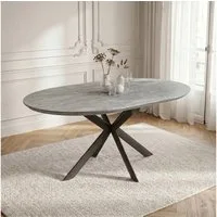 Jiexi Esstisch Esstisch ausziehbar rund bis oval MDF-Platte mit X-Metallgestell