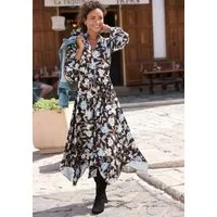 LASCANA Midikleid aus bügelfreier Qualität mit Blumendruck (mit Bindegürtel) festlich-elegantes Sommerkleid, tailliertes Druckkleid, Jerseykleid