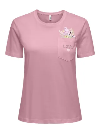 ONLY - ONLPOLLY REG S/S POCKET TOP BOX JRS Romance Rose - Gr. - S