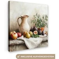 OneMillionCanvasses® Leinwandbild Obst - Kräuter - Ländlich, Fotodruck (1 St), Leinwand Bilder Klein, Wand Dekoration Aesthetic 30x20 cm