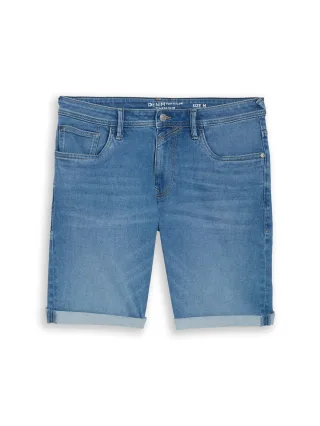 Denim Tom Tailor - TTPIERS SLIM Jeans Shorts mit Superstretch mid stone bright blue denim - Gr. - XL