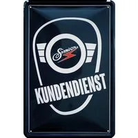 WOGEKA ART Metallbild Simson Kundendienst - 20 x 30 cm Retro Blechschild DDR Moped, Metallschild Wanddeko Spruch Schild Wandbild Ostdeutschland Ossi