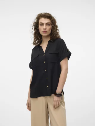VERO MODA - VMBUMPY SS SHIRT WVN NOOS Black - Gr. - S