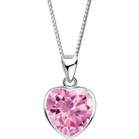 Limana Herzkette Herz Halskette echt 925 Sterling Silber rosa Stein Anhänger Schmuck, rosa Zirkonia