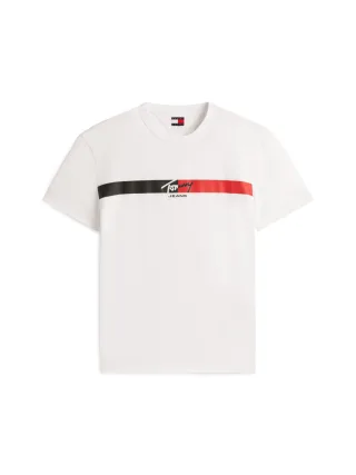 Tommy Jeans - Jersey-T-Shirt mit Tommy-Logo weiß - Gr. - XL