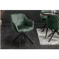 riess-ambiente Polsterstuhl EUPHORIA dunkelgrün / schwarz (Einzelartikel, 1 St), Esszimmer · Samt · Metall · mit Armlehne · 180° drehbar · Retro
