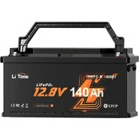 LiTime 12V 140Ah H190 LiFePO4 Batterie mit Bluetooth 1792Wh DIN H8 Solarakkus (12 V), Stromspeicher für Wohnmobilen, Solarmodule, USV und Boots