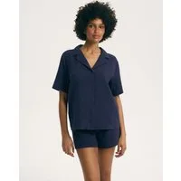 ESOTIQ Blusenshirt Musselin-Hemdbluse mit Kurzarm und Knopfleiste, Garden