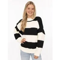 Zwillingsherz Strickpullover "Blockstreifen" Rundhalsausschnitt, mit breiten Streifen und Wollanteil