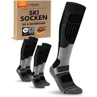 sockenkauf24 Skisocken Merino Herren 2 Paar Ski Kniestrümpfe Merinowolle (2-Paar) atmungsaktive Skisocken mit verstärkten Belastungszonen
