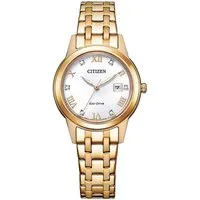 Citizen Solaruhr FE1243-83A, Armbanduhr, Damenuhr, Datum, Kristallsteine, Edelstahlarmband