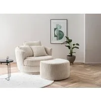 Home affaire Drehsessel MAISIE Cord, Love Seat XXL Lese-Sessel, Big-Sessel mit Hocker, (2-St), Set in MEGA CORD und Web-Velours, drehbar 360 Grad