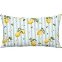 queence Dekokissen Zitronen Hellblau, Premium Outdoor Kissenbezug, Format: 60x40 cm