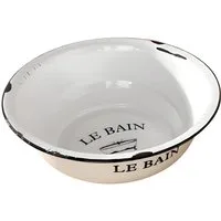 Dekoleidenschaft Waschschüssel "Le Bain" aus Metall, Ø 34 cm, creme-weiß, Shabby Chic, Dekoschale, Schüssel in Emaille Optik, Waschgefäß, Metallschüssel, Dekoschüssel