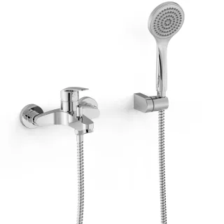 Tres Einhebel Wannenmischer Anti Kalk Handbrause Einstellbarer Brausehalter , 21617010 21617010